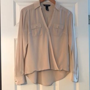 WHBM Beige Silk Blouse